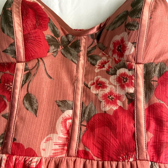 Crystal Doll red floral print maxi dress  SZ  9 - Picture 4 of 11